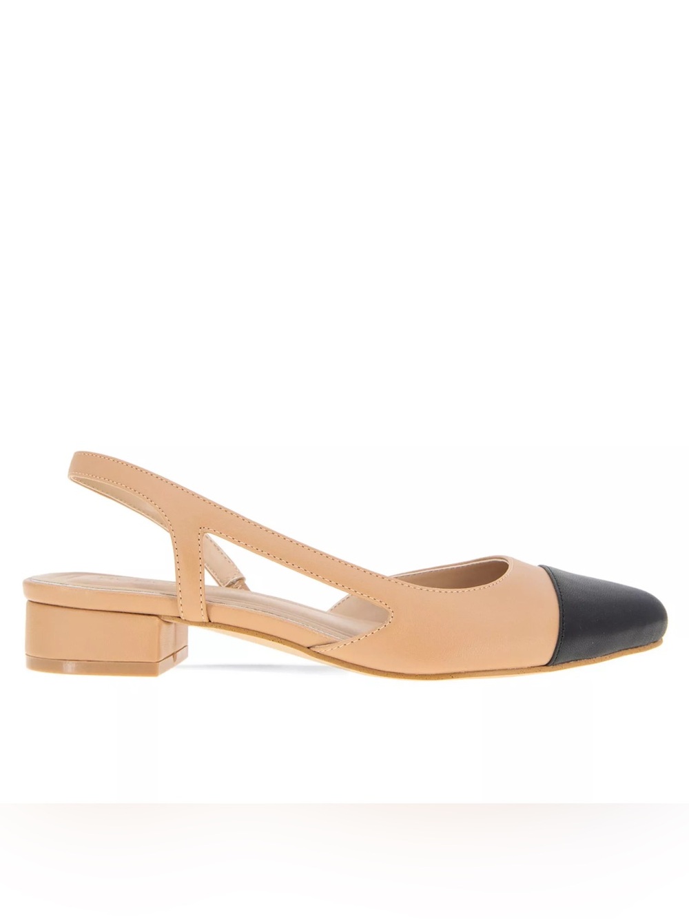 BCBGeneration Nude and Black Pointed Slingback Flats